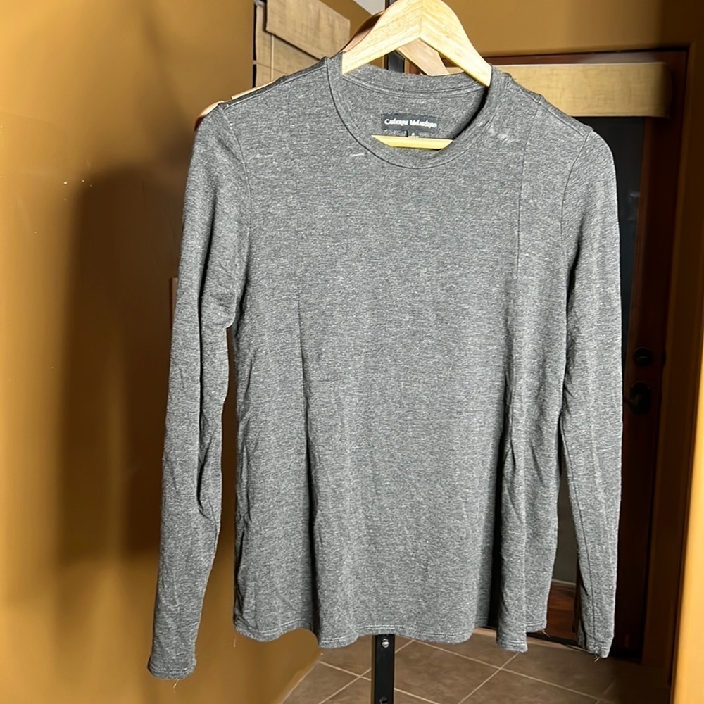 Catherine Malandrino Gray LS Top Size Small